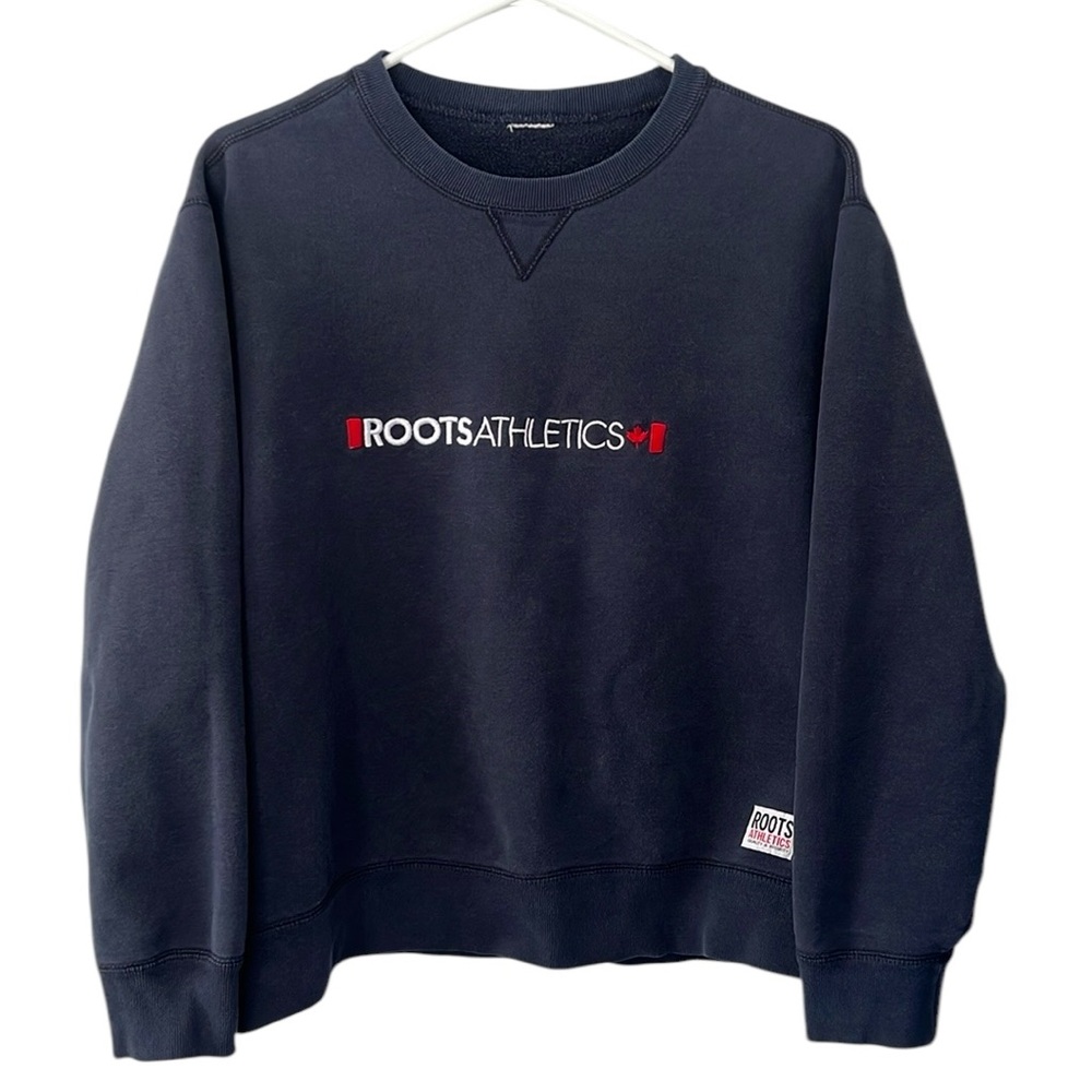 Vintage Roots Athletics Crewneck Sweatshirt Canada Navy Size Large Unisex Boxy